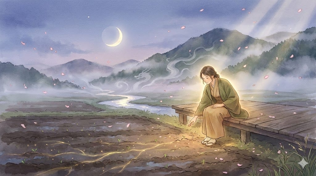 二十四節気「雨水」6日目、六十干支「戊辰」、六日月、そして得卦「地風升」が重なる日。見えないところで確かに育っている力に気づき、焦らず、地の下で風が吹き続けるのを信じる一日。